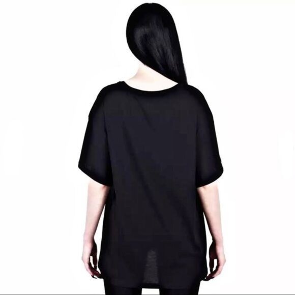 KILLSTAR Leo Relaxed Top | Unisex Fit | Black Cotton One-Of-A-Kind Design Tee S - Picture 3 of 5